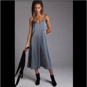 Anthropologie Daily Practice Slip Dress XL Gray Silver Midi Minimalist Flowy